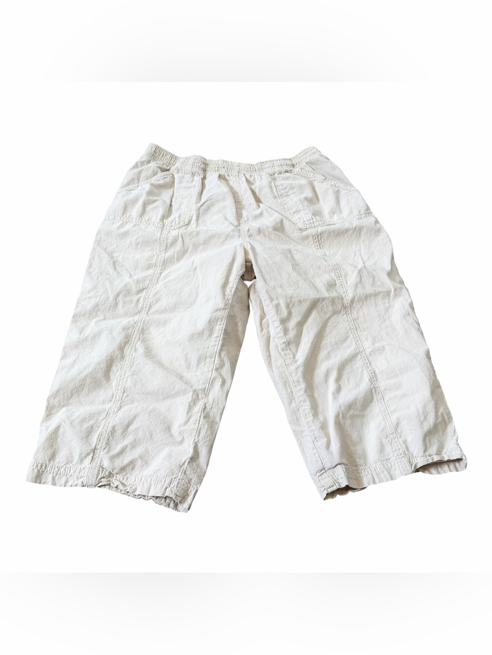 Erika Women's Capri Trousers Pants, Tan Cream, Lightweight, Size Petite Large